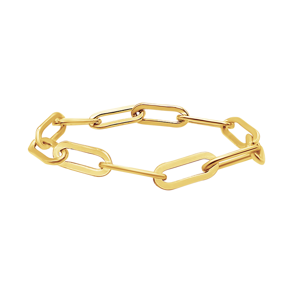 Round Paperclip Cable Chain Ring in 14K Yellow Gold (Sizes 4-12) (2.5 mm - 3.5 mm)