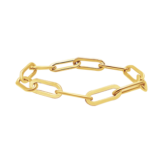 Round Paperclip Cable Chain Ring in 14K Yellow Gold (Sizes 4-12) (2.5 mm - 3.5 mm)