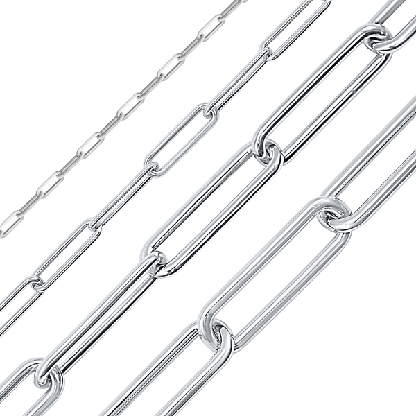 Bulk / Spooled Paperclip Round Cable Chain in Sterling Silver (2.50 mm - 7.80 mm)