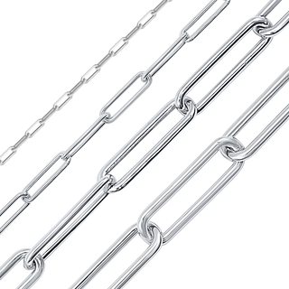 Bulk / Spooled Paperclip Round Cable Chain in Sterling Silver (2.50 mm - 7.80 mm)