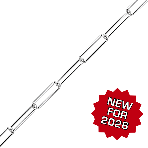 Bulk / Spooled Round Paperclip Cable Chain in Platinum (1.60 mm - 2.70 mm)