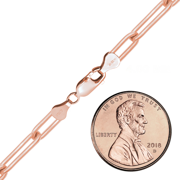 Finished Paperclip Cable Necklace in 14K Pink Gold-Filled (4.00 mm)