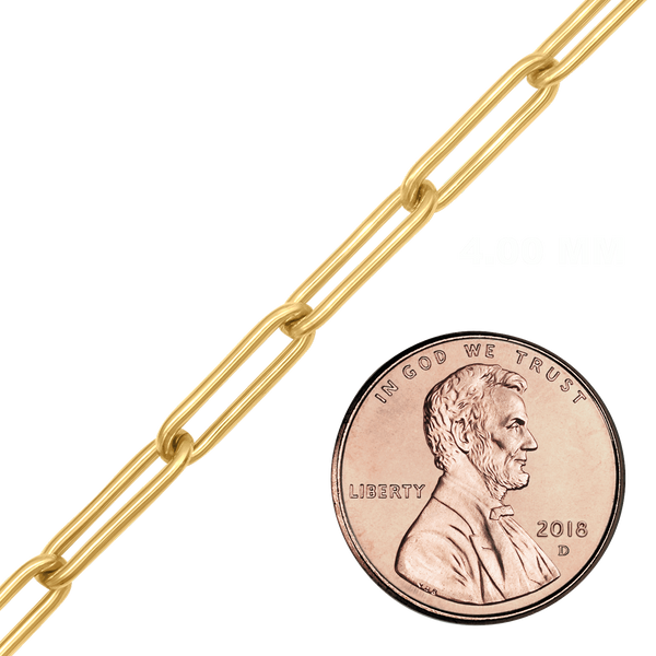 Bulk / Spooled Paperclip Cable Chain in 14K Gold-Filled (2.50 mm- 4.00 mm)