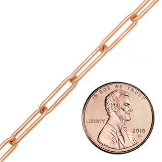 Bulk / Spooled Paperclip Cable Chain in 14K Pink Gold-Filled (4.00 mm)