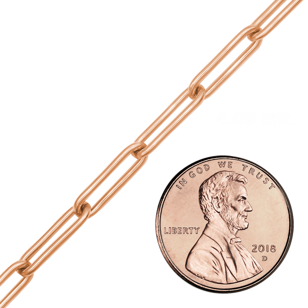 Bulk / Spooled Paperclip Cable Chain in 14K Pink Gold-Filled (4.00 mm)