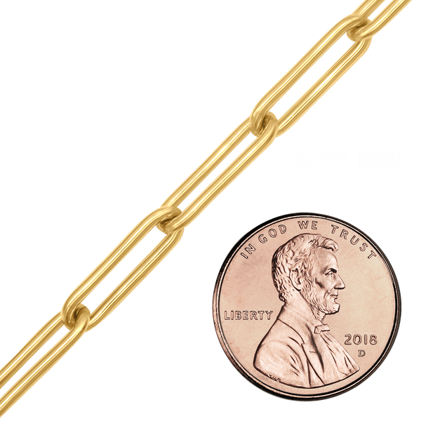 Bulk / Spooled Round Paperclip Cable Chain in 14K Yellow Gold (2.50 mm - 7.80 mm)