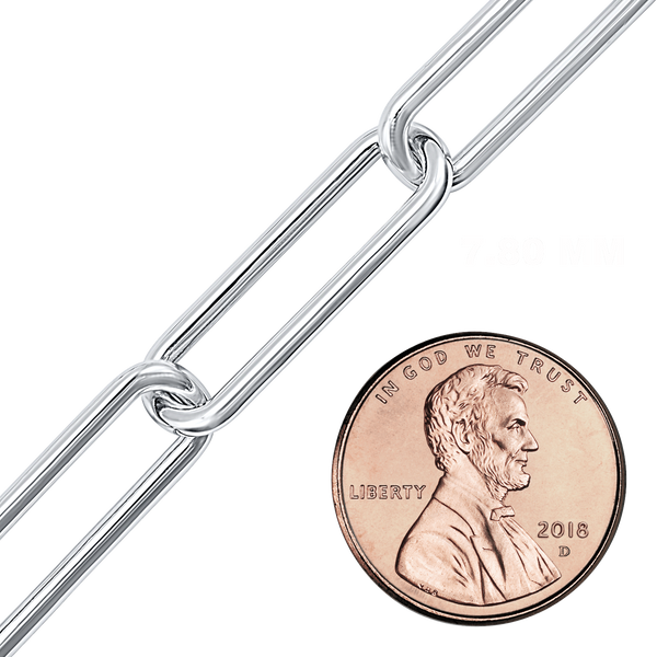 Bulk / Spooled Paperclip Round Cable Chain in Sterling Silver (2.50 mm - 7.80 mm)