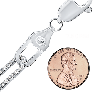 Finished Paperclip Cable Necklace with Alternating CZ Stones in Sterling Silver (7.80 mm)