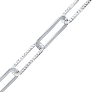 Bulk / Spooled Paperclip Cable Chain with CZ Stones in Sterling Silver (7.80 mm)