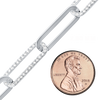 Bulk / Spooled Paperclip Cable Chain with CZ Stones in Sterling Silver (7.80 mm)