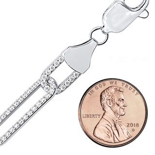 Finished Paperclip Cable Necklace with Stones in Sterling Silver (7.80 mm)