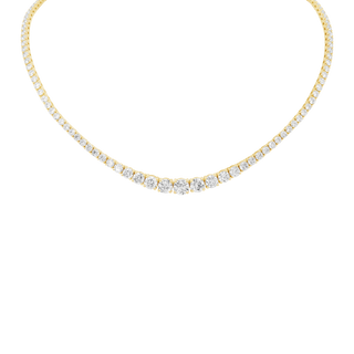 Tennis Necklace with Aquamarine Stones (March Birthstones) in 14K Gold (2.5 mm - 4.0 mm)