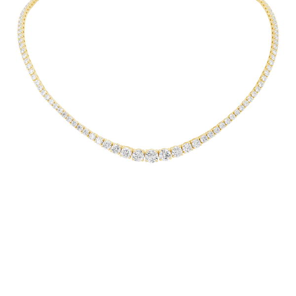 Tennis Necklace with Aquamarine Stones (March Birthstones) in 14K Gold (2.5 mm - 4.0 mm)