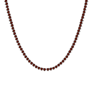 Tennis Necklace with Garnet Stones (January Birthstones) in 14K Gold (2.5 mm - 4.0 mm)