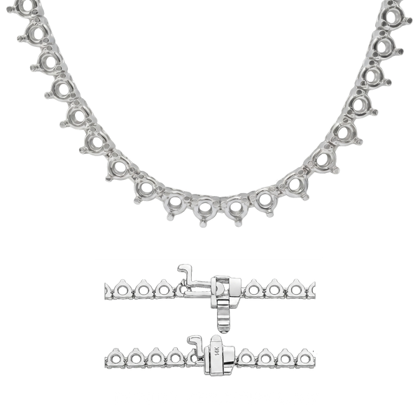 3 Prong Round Tennis Necklace Mounting in 18K Gold (.10 ct / 3.0 mm)