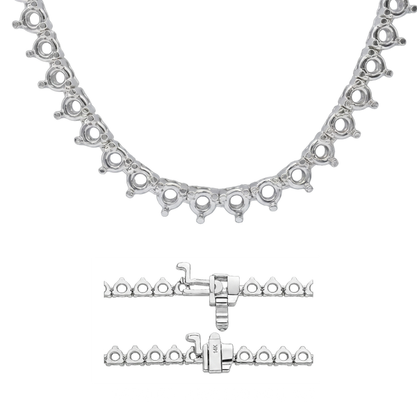 3 Prong Round Tennis Necklace Mounting in 18K Gold (.15 ct / 3.4 mm)