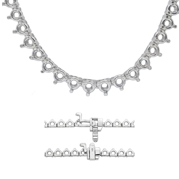 3 Prong Round Tennis Necklace Mounting in 18K Gold (.20 ct / 3.8 mm)