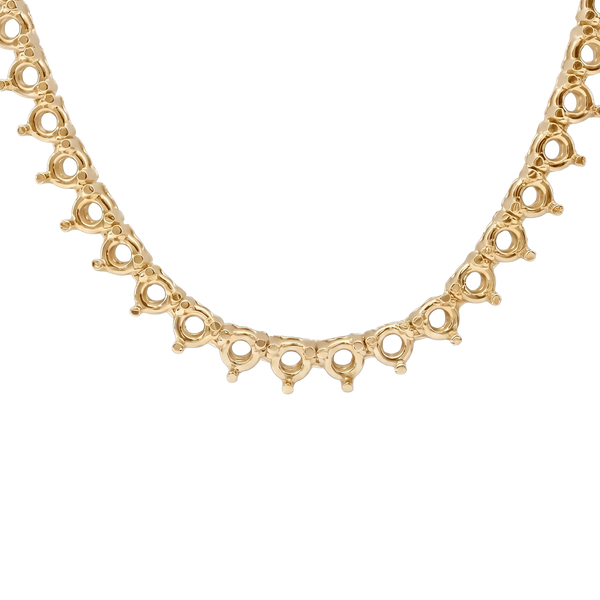 3 Prong Round Tennis Necklace Mounting in 14K Gold (.20 ct / 3.8 mm)