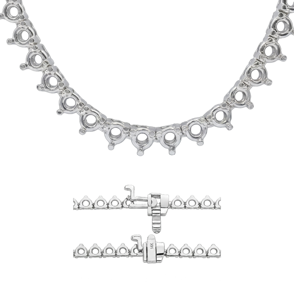 3 Prong Round Tennis Necklace Mounting in 18K Gold (.25 ct / 4.0 mm)