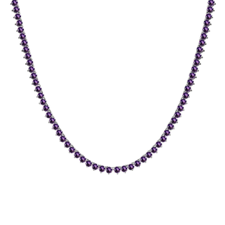 Tennis Necklace with Amethyst Stones (February Birthstones) in 14K Gold (2.5 mm - 4.0 mm)
