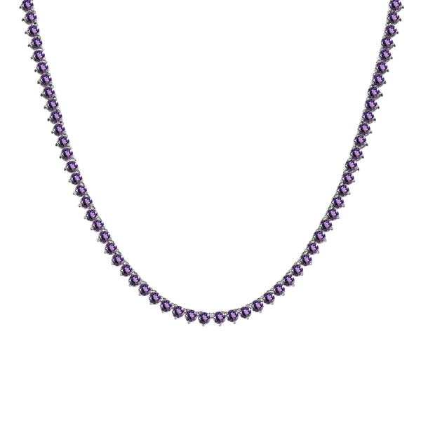 Tennis Necklace with Alexandrite Stones (June Birthstones) in 14K Gold (1.75 mm - 4.0 mm)