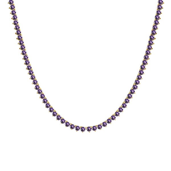 Tennis Necklace with Alexandrite Stones (June Birthstones) in 14K Gold (1.75 mm - 4.0 mm)