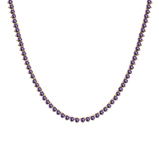 Tennis Necklace with Alexandrite Stones (June Birthstones) in 14K Gold (2.5 mm - 4.0 mm)