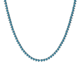 Tennis Necklace with Blue Topaz Stones (December Birthstones) in 14K Gold (1.75 mm - 4.0 mm)