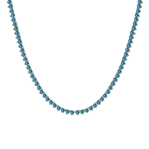 Tennis Necklace with Blue Topaz Stones (December Birthstones) in 14K Gold (1.75 mm - 4.0 mm)