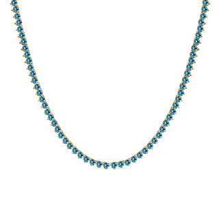 Tennis Necklace with Blue Topaz Stones (December Birthstones) in 14K Gold (1.75 mm - 4.0 mm)