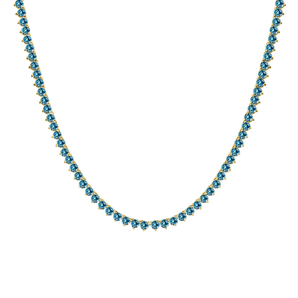 Tennis Necklace with Blue Topaz Stones (December Birthstones) in 14K Gold (1.75 mm - 4.0 mm)