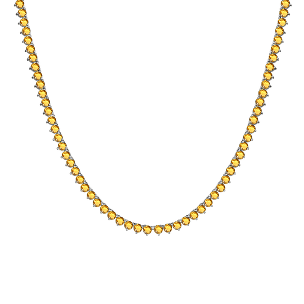 Tennis Necklace with Citrine Stones (November Birthstones) in 14K Gold (1.75 mm - 4.0 mm)