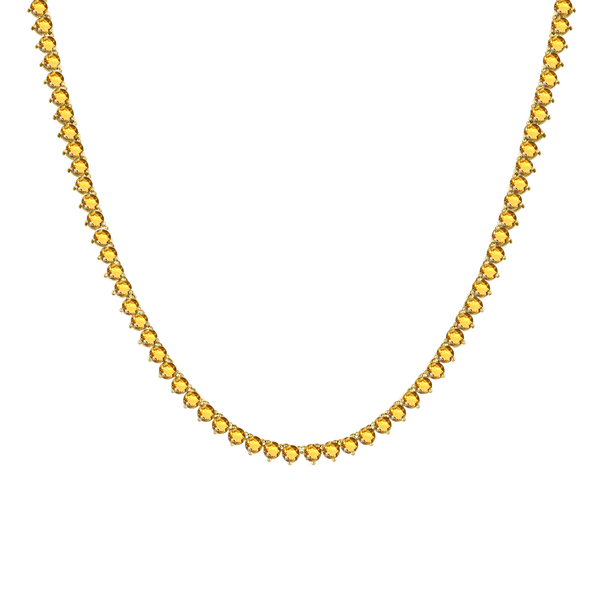 Tennis Necklace with Citrine Stones (November Birthstones) in 14K Gold (1.75 mm - 4.0 mm)