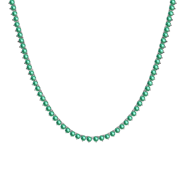 Tennis Necklace with Emerald Stones (May Birthstones) in 14K Gold (1.75 mm - 4.0 mm)
