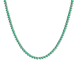 Tennis Necklace with Emerald Stones (May Birthstones) in 14K Gold (2.5 mm - 4.0 mm)