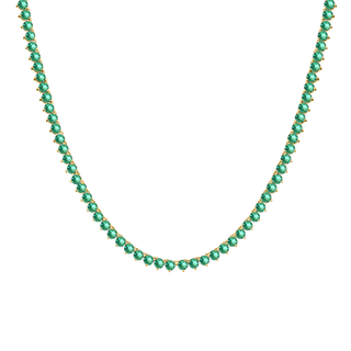 Tennis Necklace with Emerald Stones (May Birthstones) in 14K Gold (1.75 mm - 4.0 mm)
