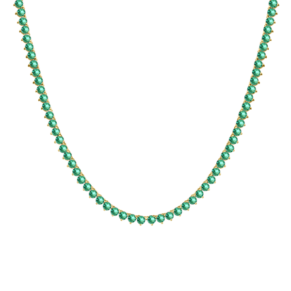 Tennis Necklace with Emerald Stones (May Birthstones) in 14K Gold (1.75 mm - 4.0 mm)