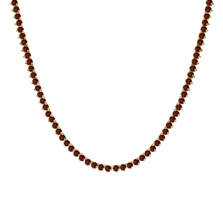 Tennis Necklace with Garnet Stones (January Birthstones) in 14K Gold (2.5 mm - 4.0 mm)