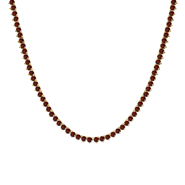 Tennis Necklace with Garnet Stones (January Birthstones) in 14K Gold (1.75 mm - 4.0 mm)