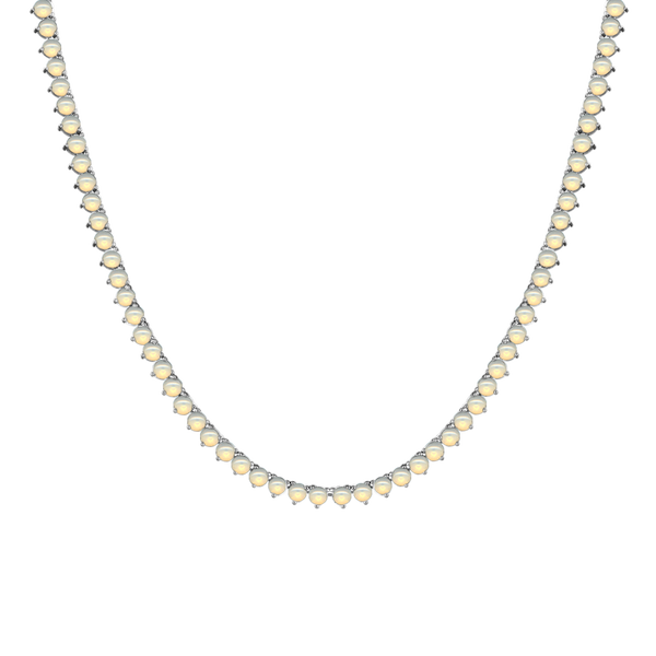Tennis Necklace with Opal Stones (October Birthstones) in 14K Gold (1.75 mm - 4.0 mm)