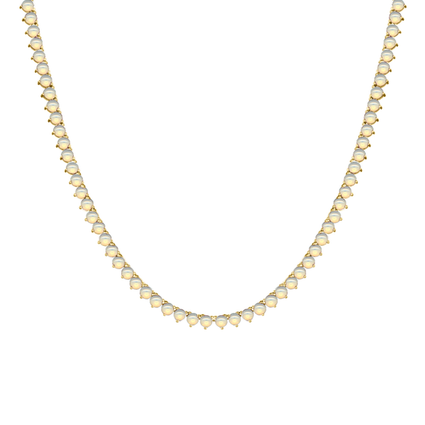 Tennis Necklace with Opal Stones (October Birthstones) in 14K Gold (1.75 mm - 4.0 mm)
