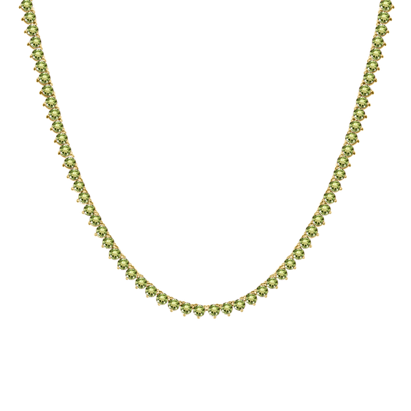 Tennis Necklace with Peridot Stones (August Birthstones) in 14K Gold (1.75 mm - 4.0 mm)