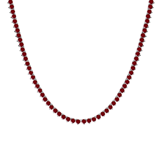 Tennis Necklace with Ruby Stones (July Birthstones) in 14K Gold (1.75 mm - 4.0 mm)