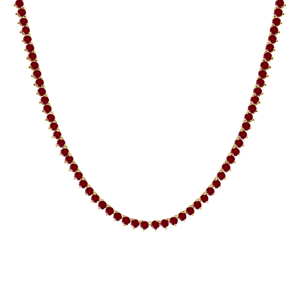 Tennis Necklace with Ruby Stones (July Birthstones) in 14K Gold (1.75 mm - 4.0 mm)