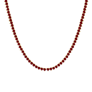 Tennis Necklace with Ruby Stones (July Birthstones) in 14K Gold (2.5 mm - 4.0 mm)