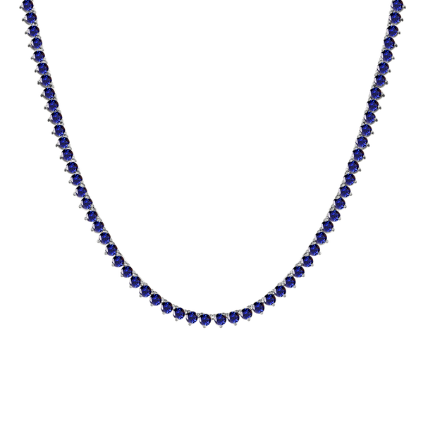 Tennis Necklace with Sapphire Stones (September Birthstones) in 14K Gold (1.75 mm - 4.0 mm)