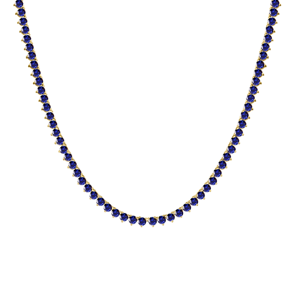 Tennis Necklace with Sapphire Stones (September Birthstones) in 14K Gold (1.75 mm - 4.0 mm)