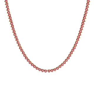 Tennis Necklace with Tourmaline Stones (October Birthstones) in 14K Gold (1.75 mm - 4.0 mm)