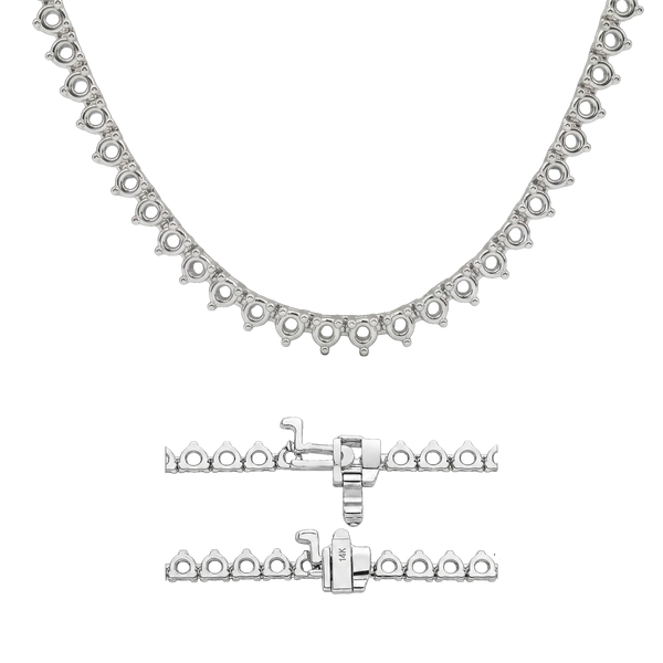 3 Prong Round Tennis Necklace Mounting in 18K Gold (.05 ct / 2.5 mm)