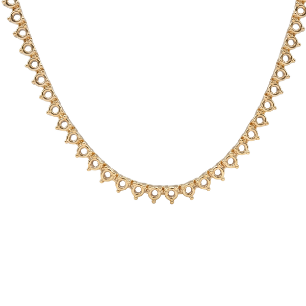 3 Prong Round Tennis Necklace Mounting in 14K Gold (.05 ct / 2.5 mm)